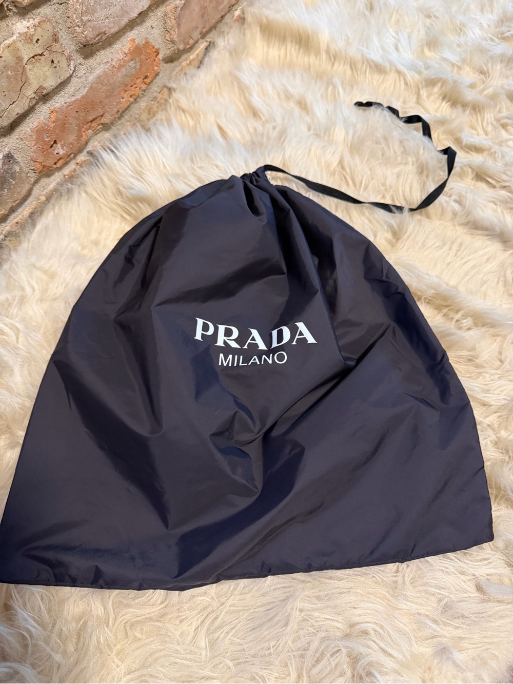 Prada Milano Black Nylon Drawstring Dust Bag